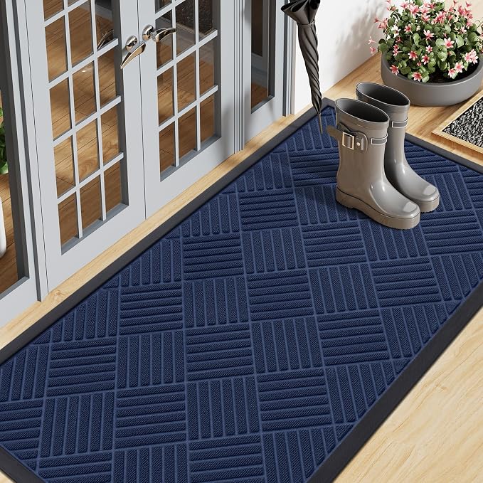 Smiry Front Door Mat Outside Entrance, Heavy Duty Outdoor Indoor Natural Rubber by Smiry