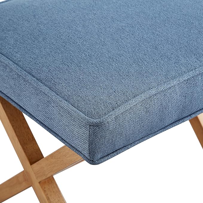 Amazon Basics Small Ottoman Foot Rest, Mid-Century Modern X Square Polyester - Image 5