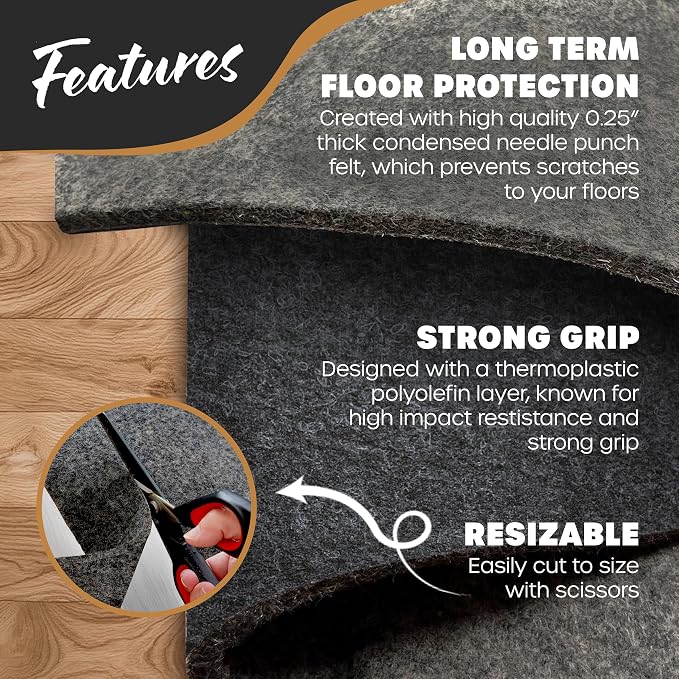 Nevlers 1/4" Felt Rug Pad 8 x10 Ft| Rug Pad Non Slip Felt & TPO | Area Rug - Image 2
