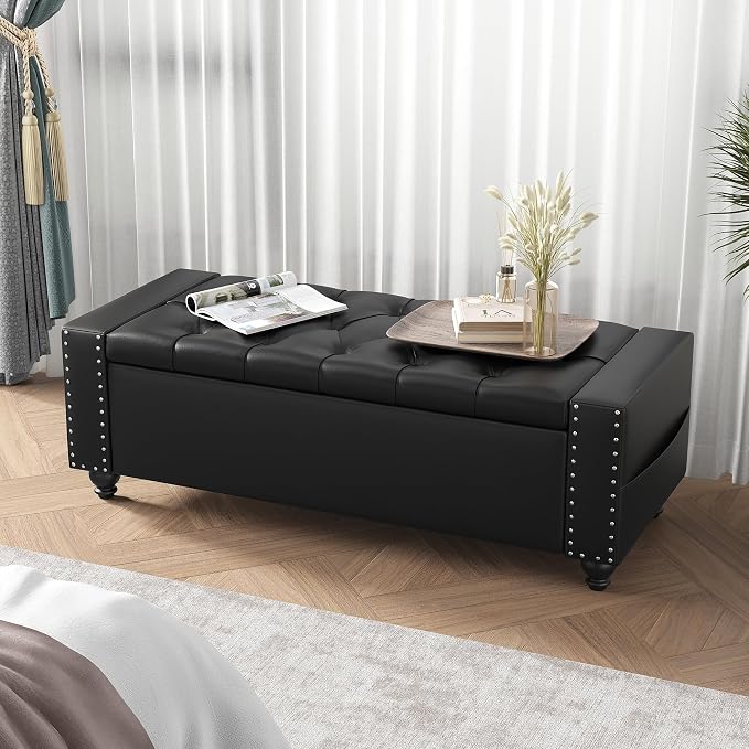 Maupvit Storage Ottoman Bench, 49 Inch Bedroom Bench, Upholstered Ottoman - Image 6