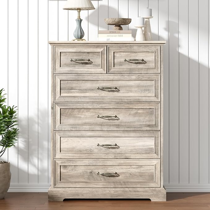 6 Drawer Dresser for Bedroom, Rustic Farmhouse Dresser - Image 3
