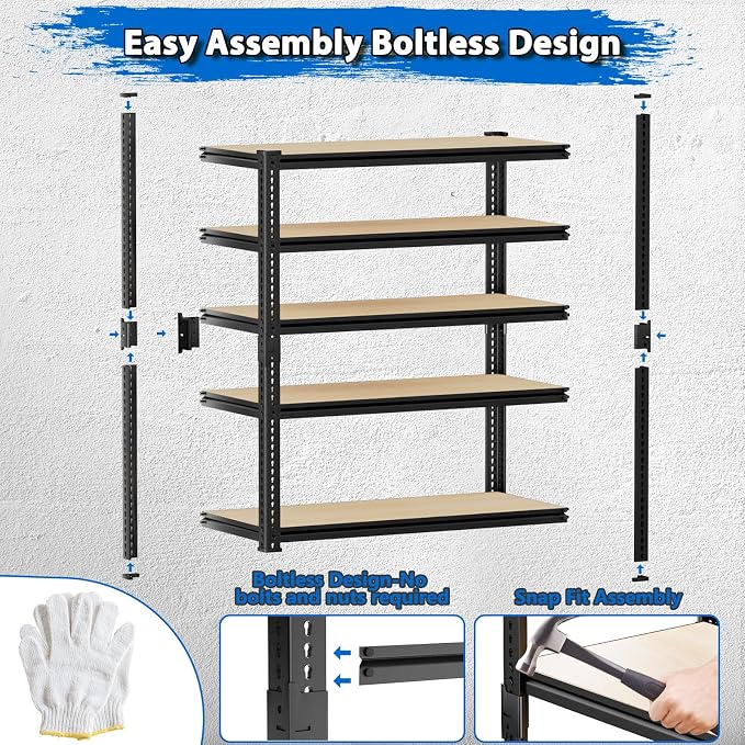 Garage Shelving, 5 Tier Adjustable Metal Organizer Wire Rack - Image 7