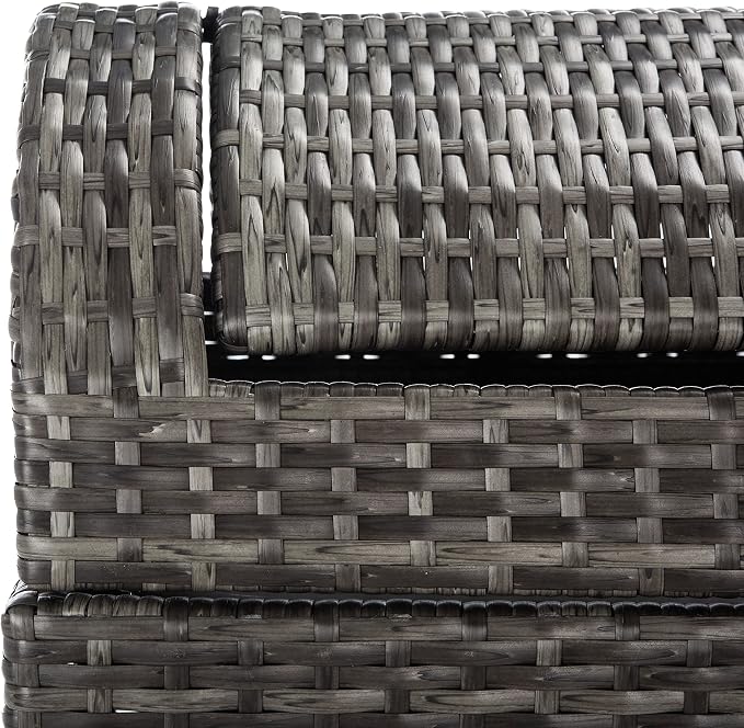 SAFAVIEH Outdoor Collection Mazeli Grey Brown Woven Swing Top Dome Lid Trash - Image 15