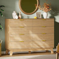 Fluted Dresser with 8 Drawers, Wooden Dresser TV Stand, Wood Closet Clothes by Xixini