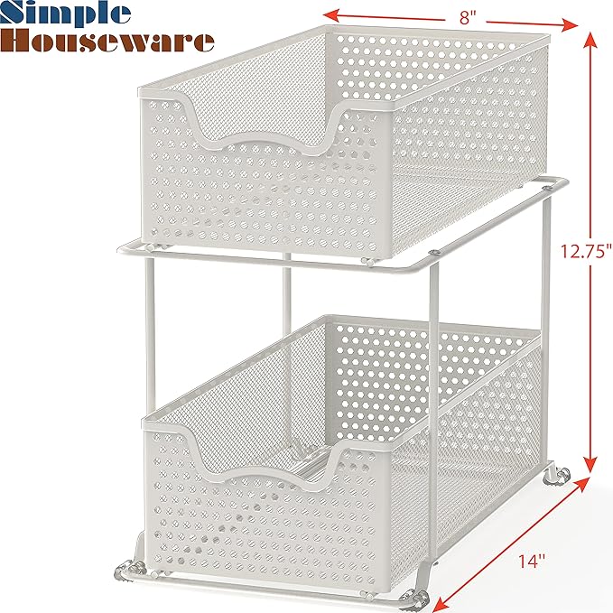 SIMPLE HOUSEWARE 2 Tier Sliding Cabinet Basket Organizer Drawer - Image 3