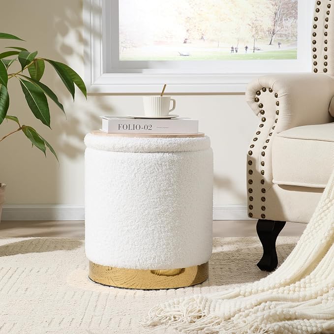 Royal Windsor Boucle Round Ottoman - Image 3