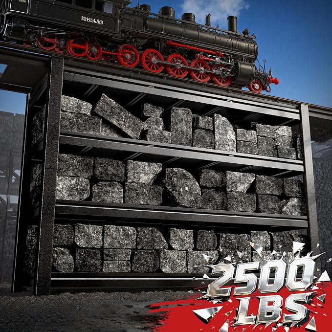 2500LBS Storage Shelves, 60.1" W Garage Shelving Heavy Duty, Adjustable Metal - Image 3