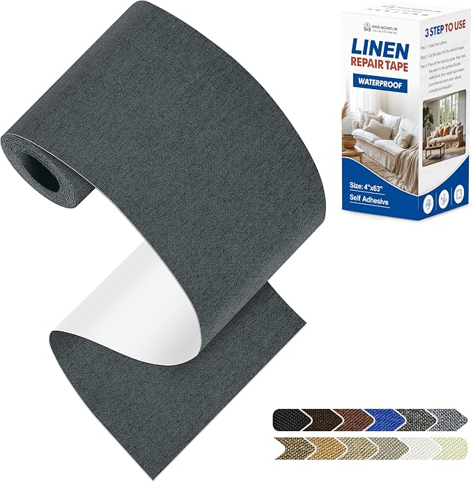 KING MOUNTAIN Linen Repair Patches, Self-Adhesive Fabric Patches, 4 X 63 inch by ForABetterHomeLife