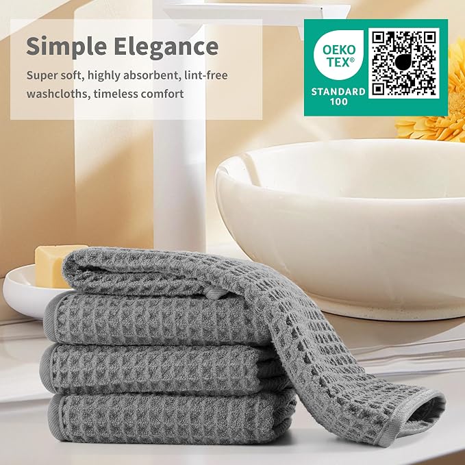 Microfiber Waffle Face Towels, 2 Pieces, Fast Drying, Lint Free - Image 6