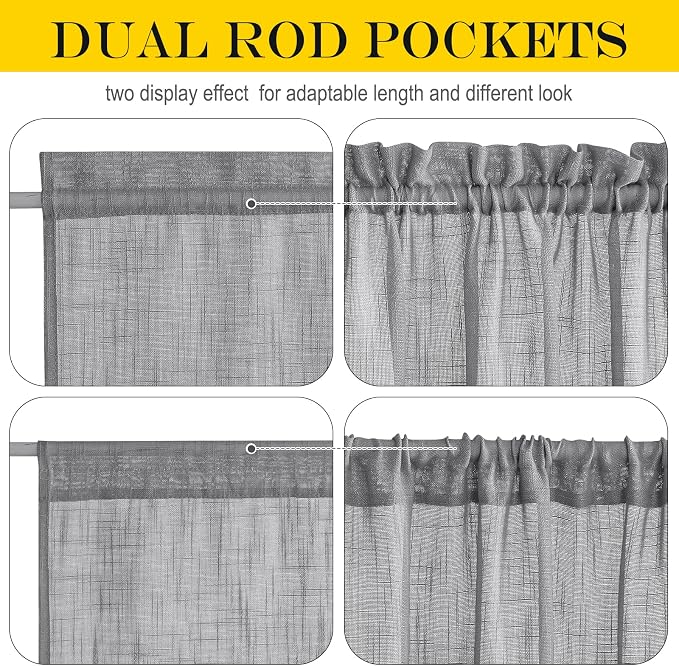 NICETOWN Linen French Door Curtains Privacy Light Reducing Window Coverings - Image 3