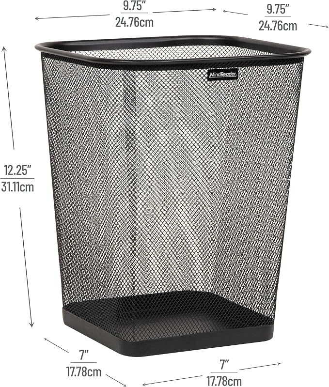 Mind Reader Mesh Trash Can, Waste Paper Basket, Metal Mesh - Image 3
