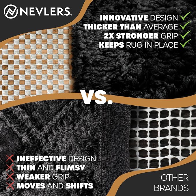 Nevlers 10'x14' White Non Slip Rug Pad | PVC Anti Skid Rug Gripper - Image 5