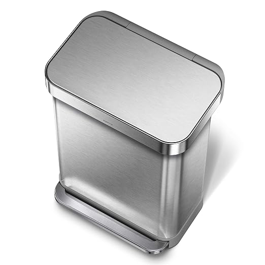 simplehuman 55 Liter / 14.5 Gallon Rectangular Hands-Free Kitchen Step Trash Can - Image 4