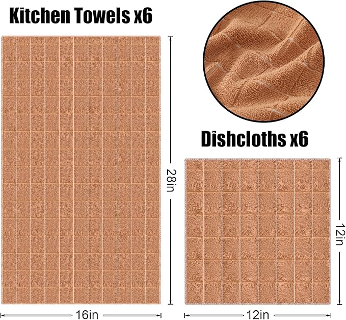 Homaxy Microfiber Kitchen Towels and Dishcloths Set, 12 Pack Soft and Absorbent - Image 6