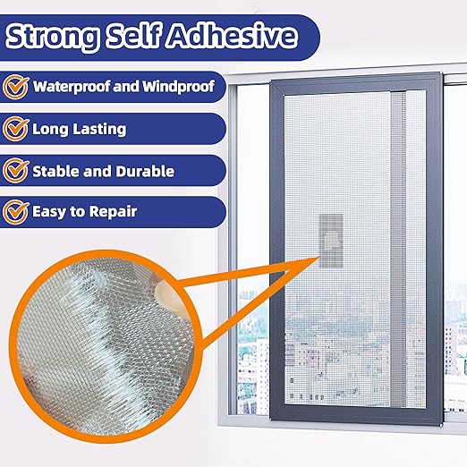 KING MOUNTAIN Grey Window Screen Repair Patch, Strong Adhesive & Waterproof - Image 3
