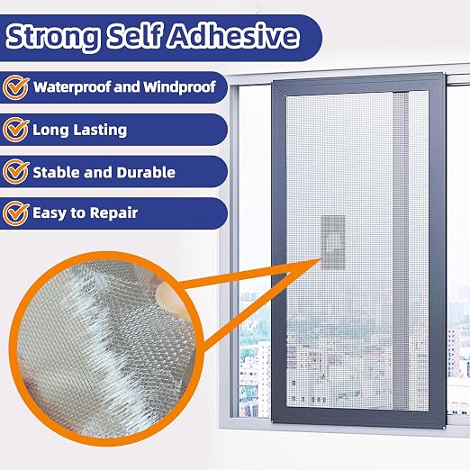KING MOUNTAIN Grey Window Screen Repair Patch, Strong Adhesive & Waterproof - Image 3