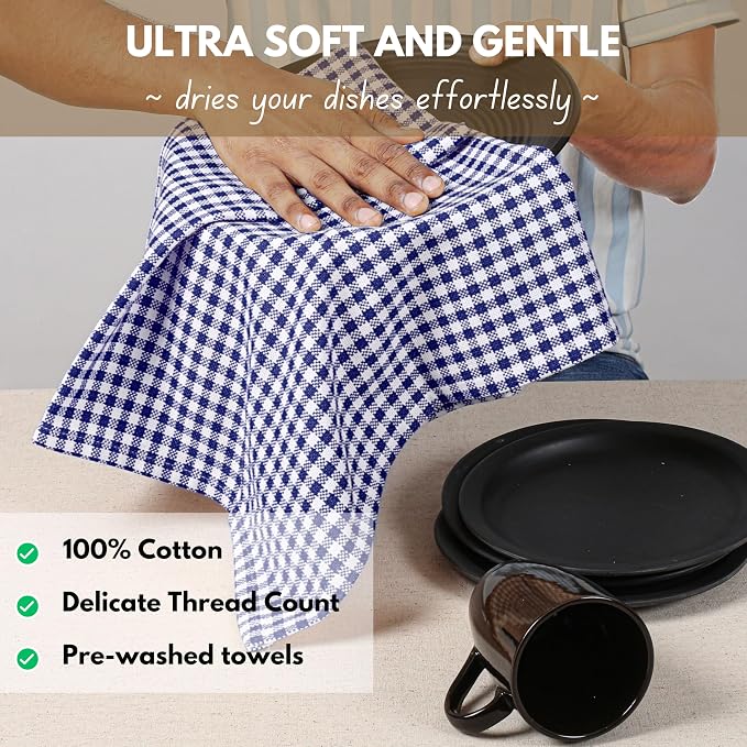 Native Fab Gingham Dish Towels 16x26 inches Set of 4 - Image 5