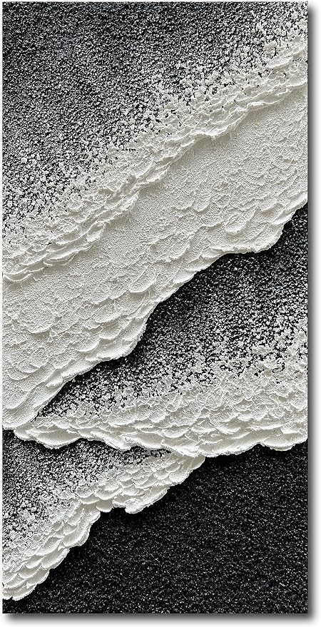 NANKAI Hand Painted black and white abstract canvas art oil painting waves - Image 2