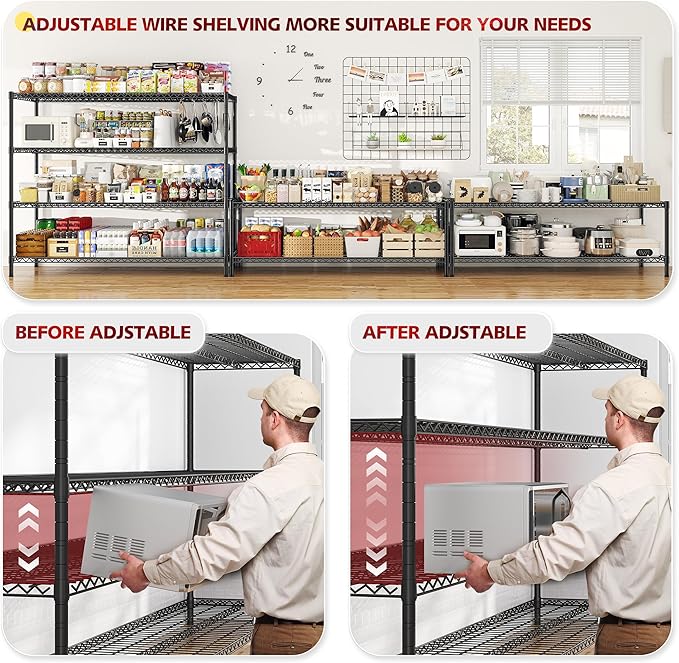 REIBII 55.5''W Storage Shelves 2500LBS Wire Shelving Unit - Image 6