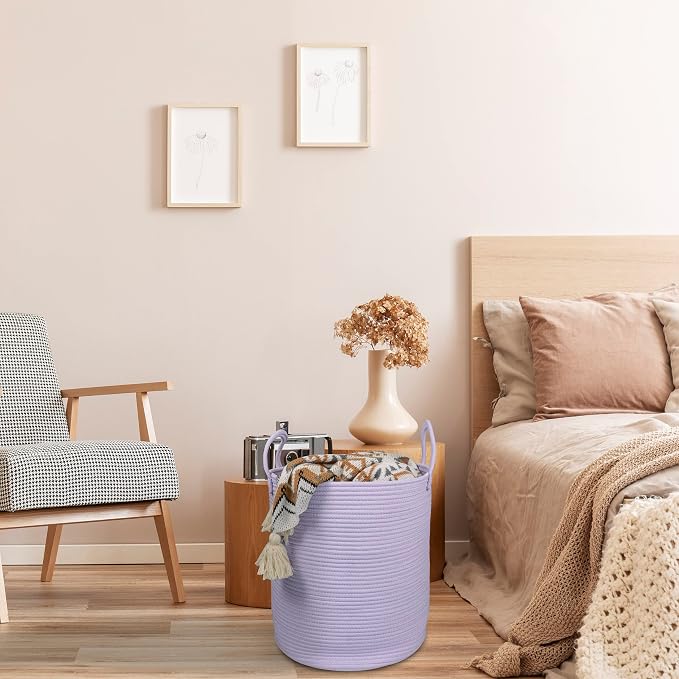 Rope Laundry Basket Hamper for Clothes Woven Storage Basket for Living Room - Image 5