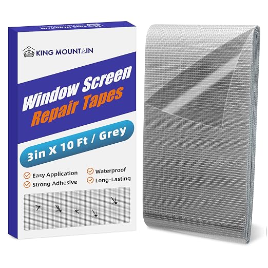 KING MOUNTAIN Grey Window Screen Repair Tape, 3inX10FT Heavy Duty Screen Repair by ForABetterHomeLife