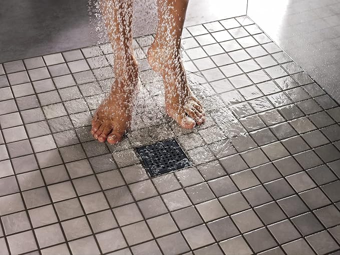 RANDOM Matte Black Square Shower Drain 6 Inch Drain Cover 304 Stainless Steel - Image 7