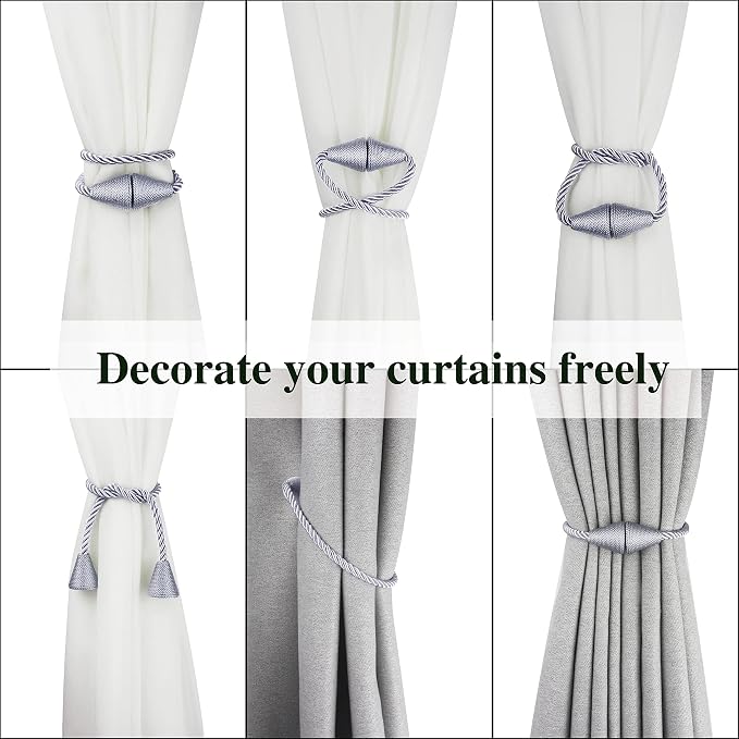 6 Pack Magnetic Curtain Tiebacks Rope Modern Handmade Curtain Tie Backs - Image 5