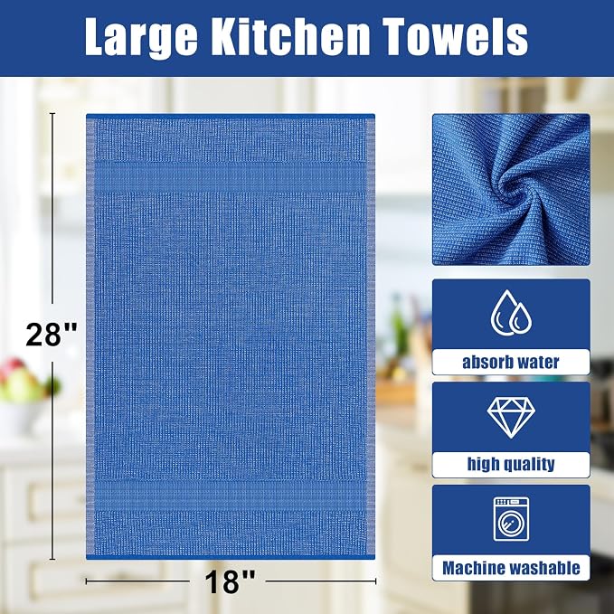 Homaxy Premium Kitchen Towels, Large Cotton Kitchen Hand Towels, Flat and Terry - Image 9