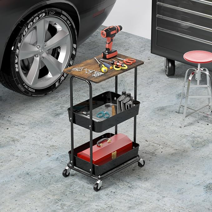 Simple Houseware 2-Tier Rolling Utility Cart - Image 6