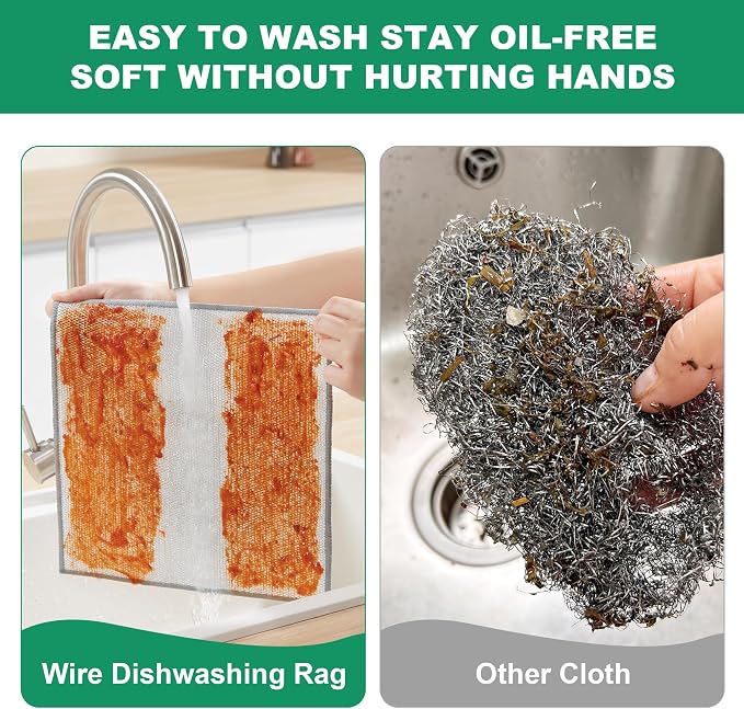 JOYMOOP Multipurpose Non-Scratch Silver Fiber Dishwashing Cloths, Reusable - Image 5