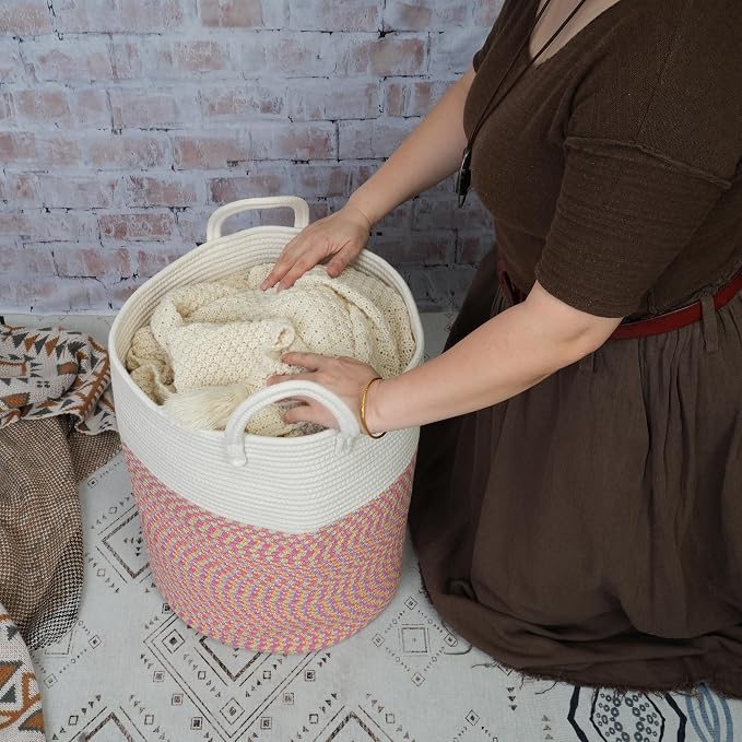 Cotton Rope Laundry Basket Hamper - Image 3