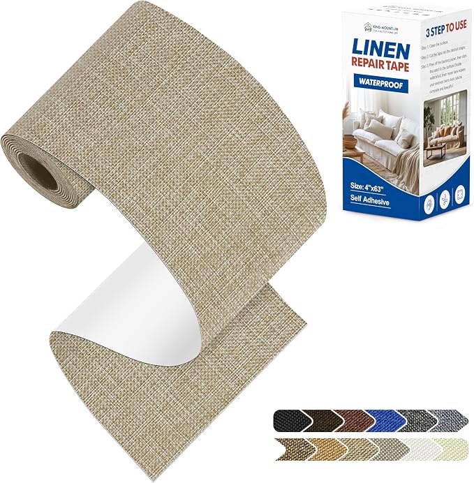 KING MOUNTAIN Linen Repair Patches, Self-Adhesive Fabric Patches, 4 X 63 inch by ForABetterHomeLife