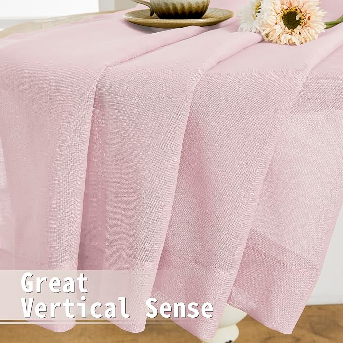Tollpiz Short Sheer Door Curtain Closet Linen Textured Curtain Sheers Doorway - Image 6