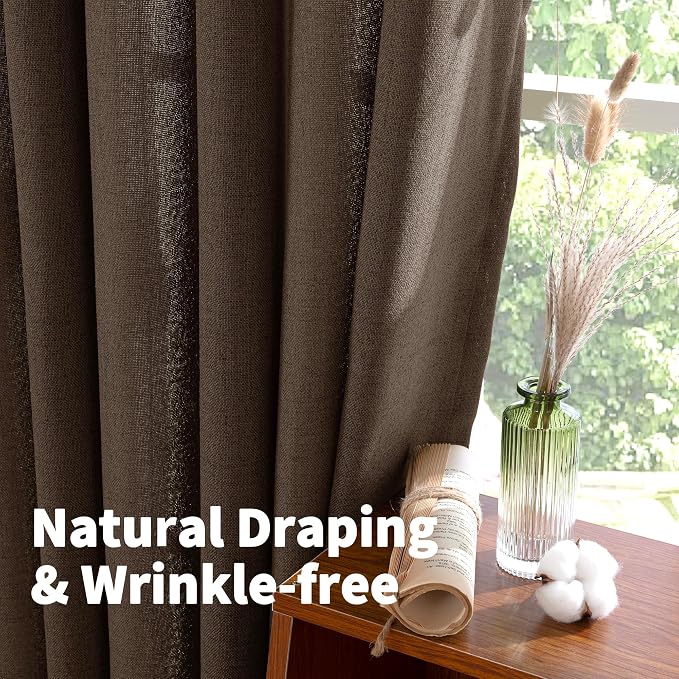 YoungsTex Brown Linen Curtains 40 Inch Length - Image 5