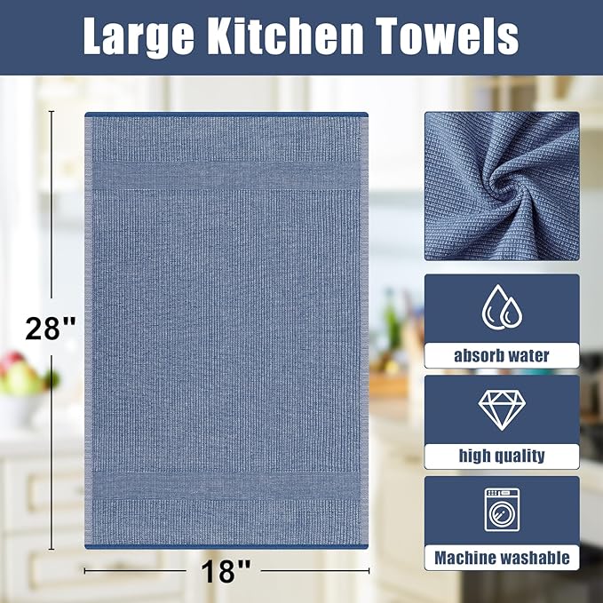 Homaxy Premium Kitchen Towels, Large Cotton Kitchen Hand Towels, Flat and Terry - Image 8