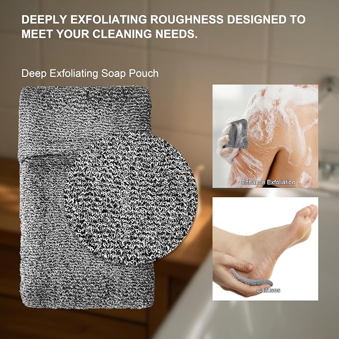 2 Pack Soap Bag Deep Roughness, Bar Soap Pouch Saver Pocket, Exfoliating Body - Image 3