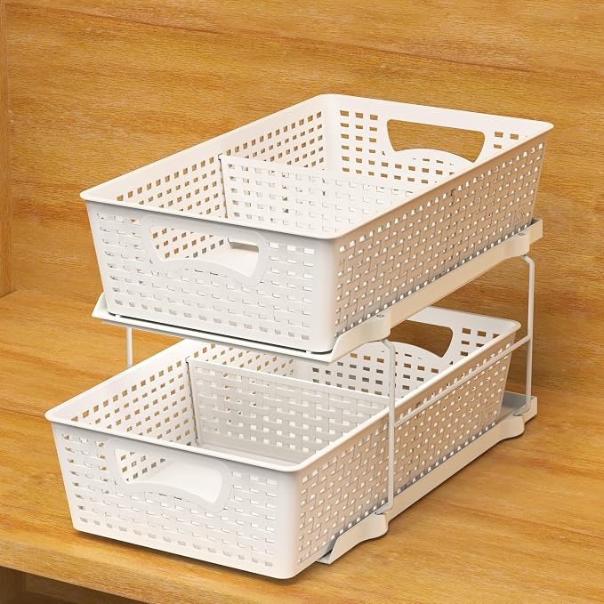 Simple Houseware 2 Tier Bathroom Organizer Tray Pull-Out Sliding - Image 5