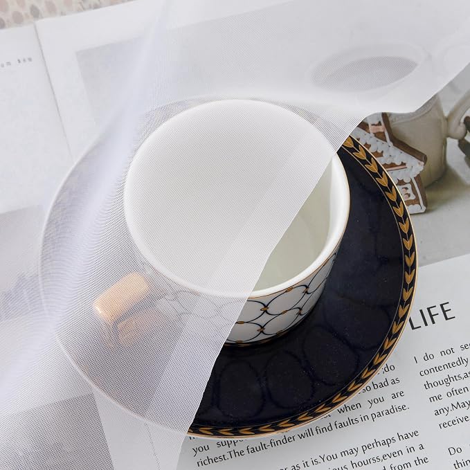 Chyhomenyc White Sheer Curtains 54 Inch Long 2 Panels Set, Short Voile Rod - Image 8