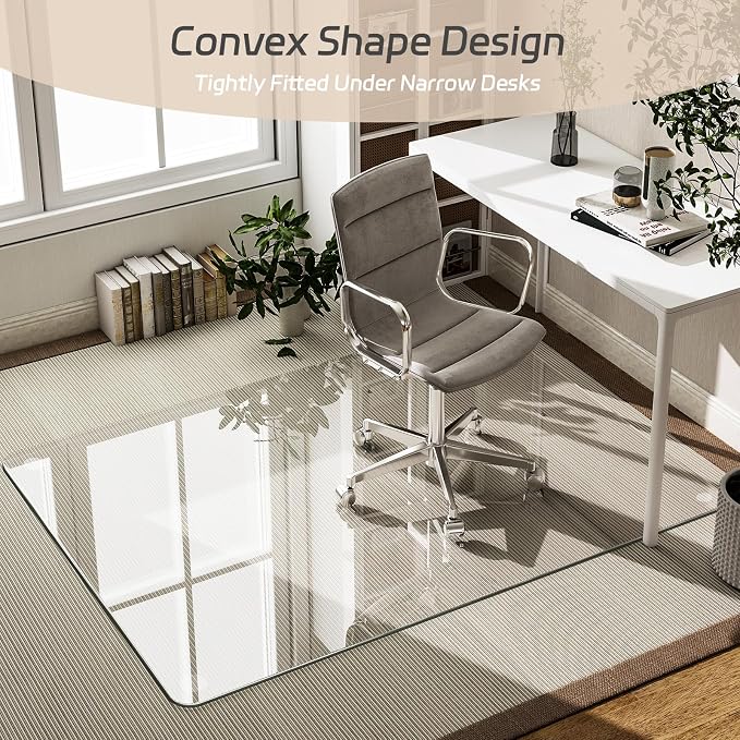 GLSLAND 36"x55" Tempered Glass Chair Mat Rectangle Heavy-Duty Floor Protector - Image 3