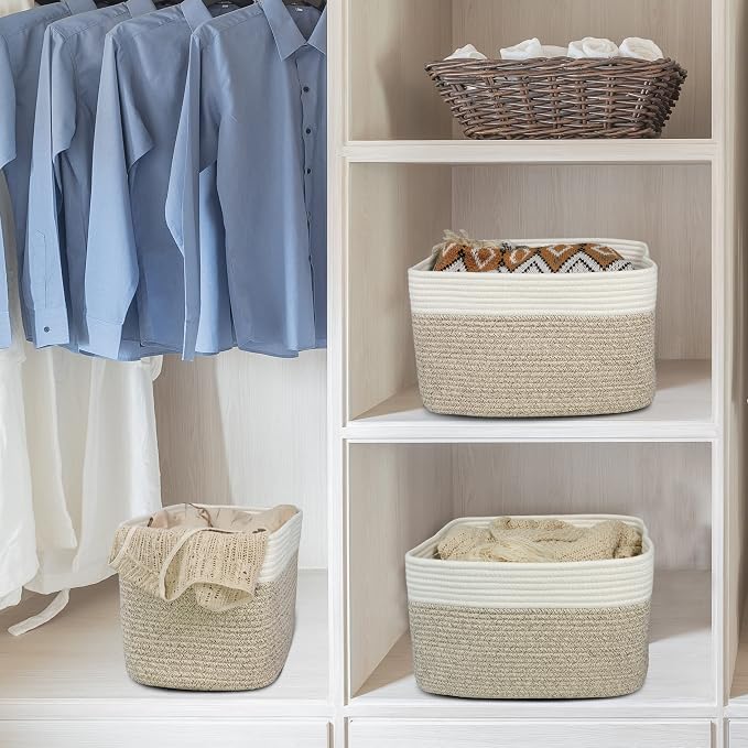 Cotton Rope storage Basket Bins Woven Basket - Image 5