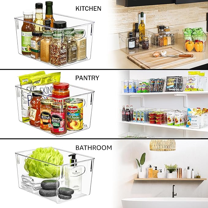 Sorbus 2 Pack Large Clear Plastic Storage Bins, Refrigerator, Under Sink - Image 6