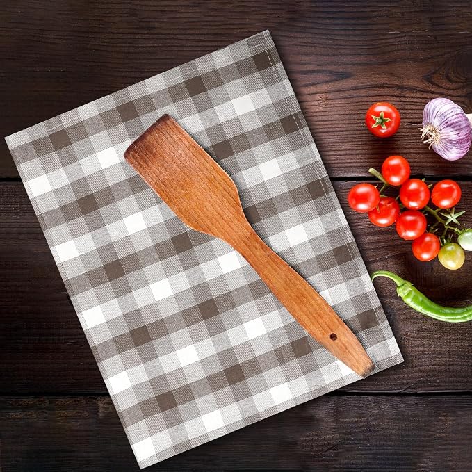 Kitchen Towels Set of 6 Brown/Ivory Checks 20x30 Inches 100% Cotton Highly - Image 5