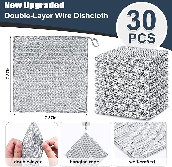 Navona 30 Pcs New Upgrade Steel Wire Dishcloth, Double-Layer Steel Wire - Image 2