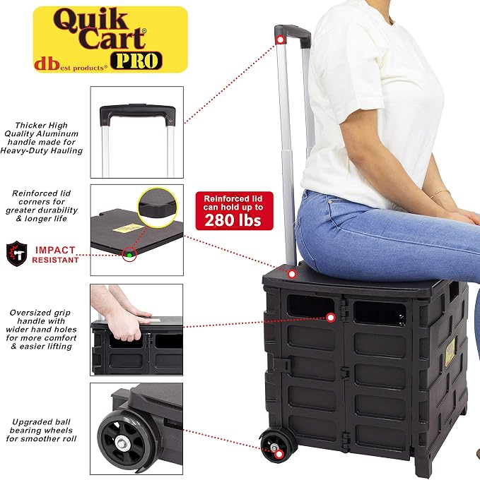 dbest products Quik Cart Pro Wheeled Rolling Crate Teacher Utility - Image 3