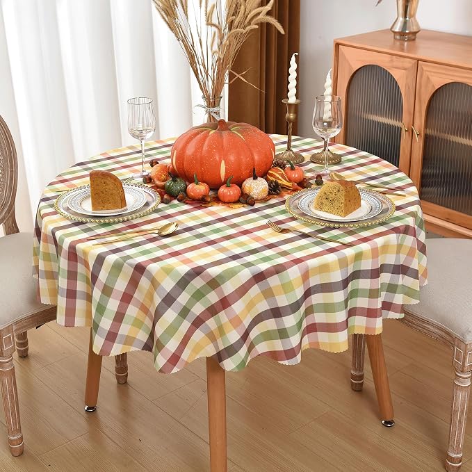 Waterproof Plaid Tablecloth Fabric by Essifunia