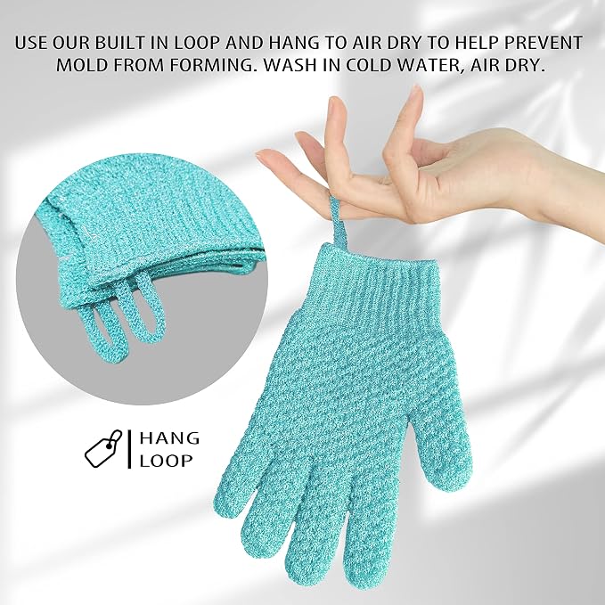 Evridwear Exfoliating Gloves for Shower, 100% Nylon Thick Soft Medium Heavy - Image 3