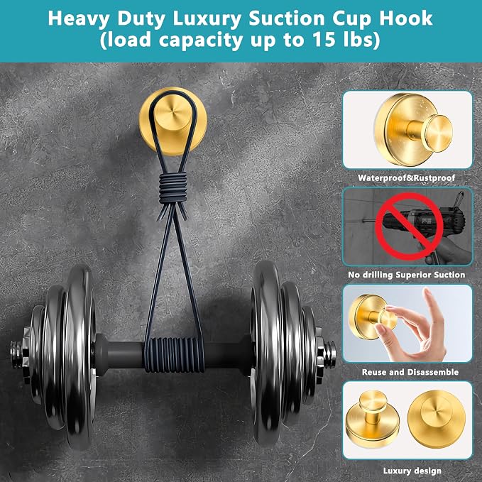 Suction Cup Hooks for Shower, Wreath Hanger for Front Door, Removable No Drill - Image 4