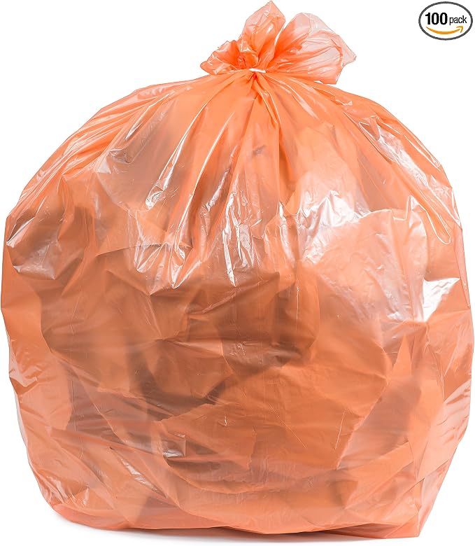 Plasticplace 40-45 Gallon Trash Bags │ 1.5 Mil │ Orange Heavy Duty Garbage Can by Plasticplace