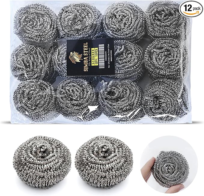 12Pcs Simba Stainless Steel Wool Scrubber Pads by Unknown