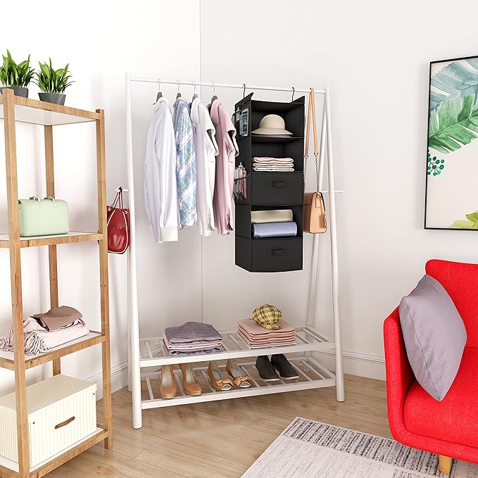 MAX Houser 5 Tier Shelf Hanging Closet Organizer, Cloth Hanging Shelf - Image 6